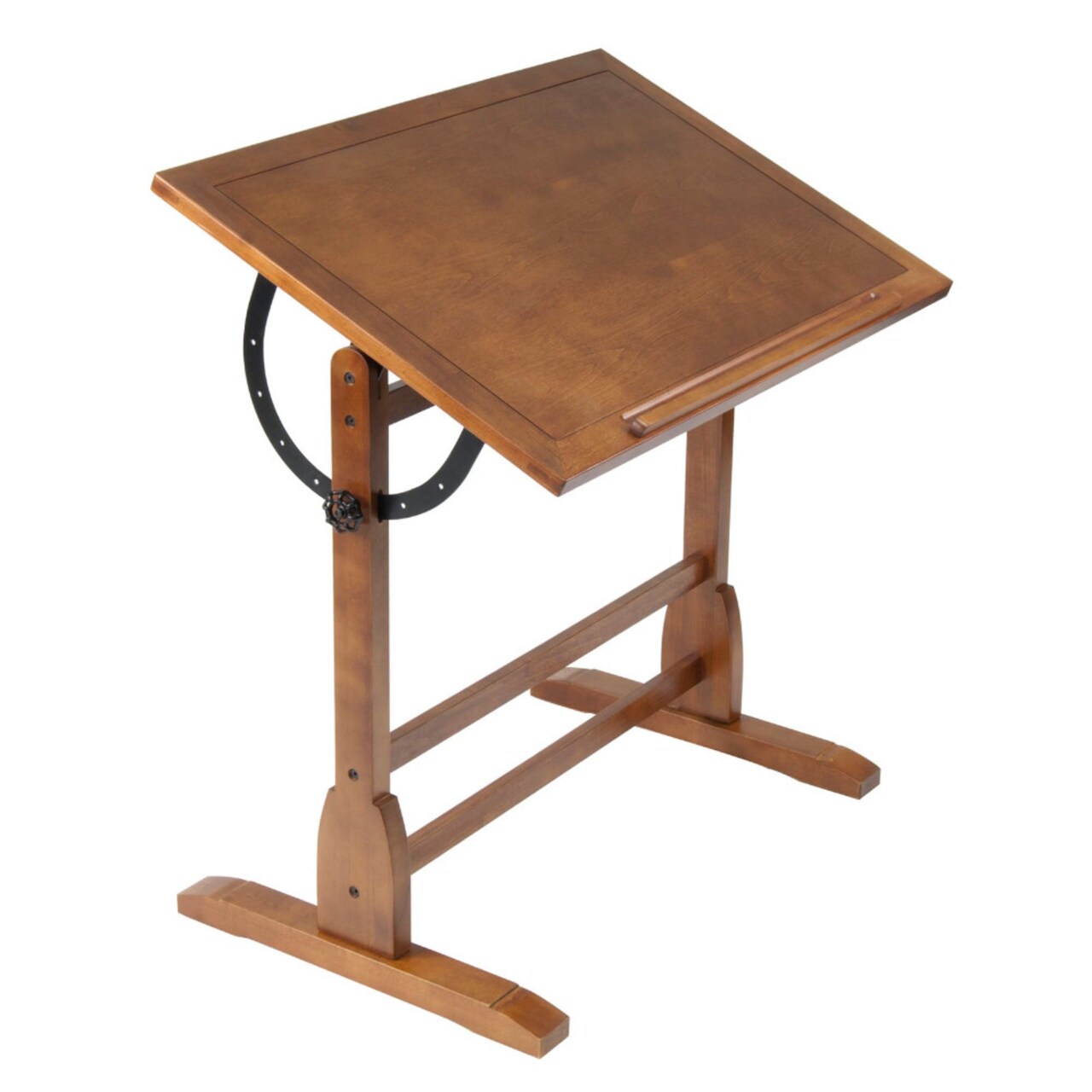 Studio Designs Vintage Wood Drafting Table with 36" x 24" Adjustable Top in Rustic Oak